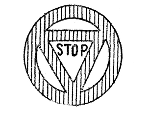 Znak „zatrzymanie się przed skrzyżowaniem (stop)”. Źródło: Rozporządzenie Ministrów Transportu Drogowego i Lotniczego oraz Spraw Wewnętrznych z dnia 3 maja 1956 r. w sprawie wprowadzenia niektórych znaków drogowych (Dz. U. Nr 34, poz. 157).